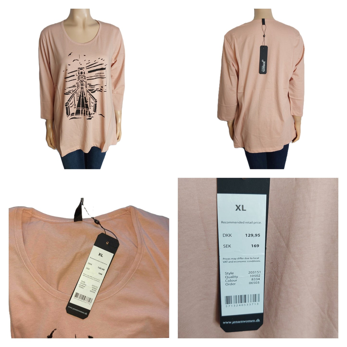 ,,JENSEN" trikotažinė, medvilninė palaidinė (XL-3XL).