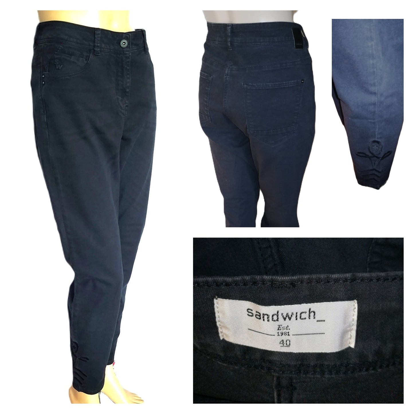 ,,SANDWICH" džinsai, siūvinėtais galais.