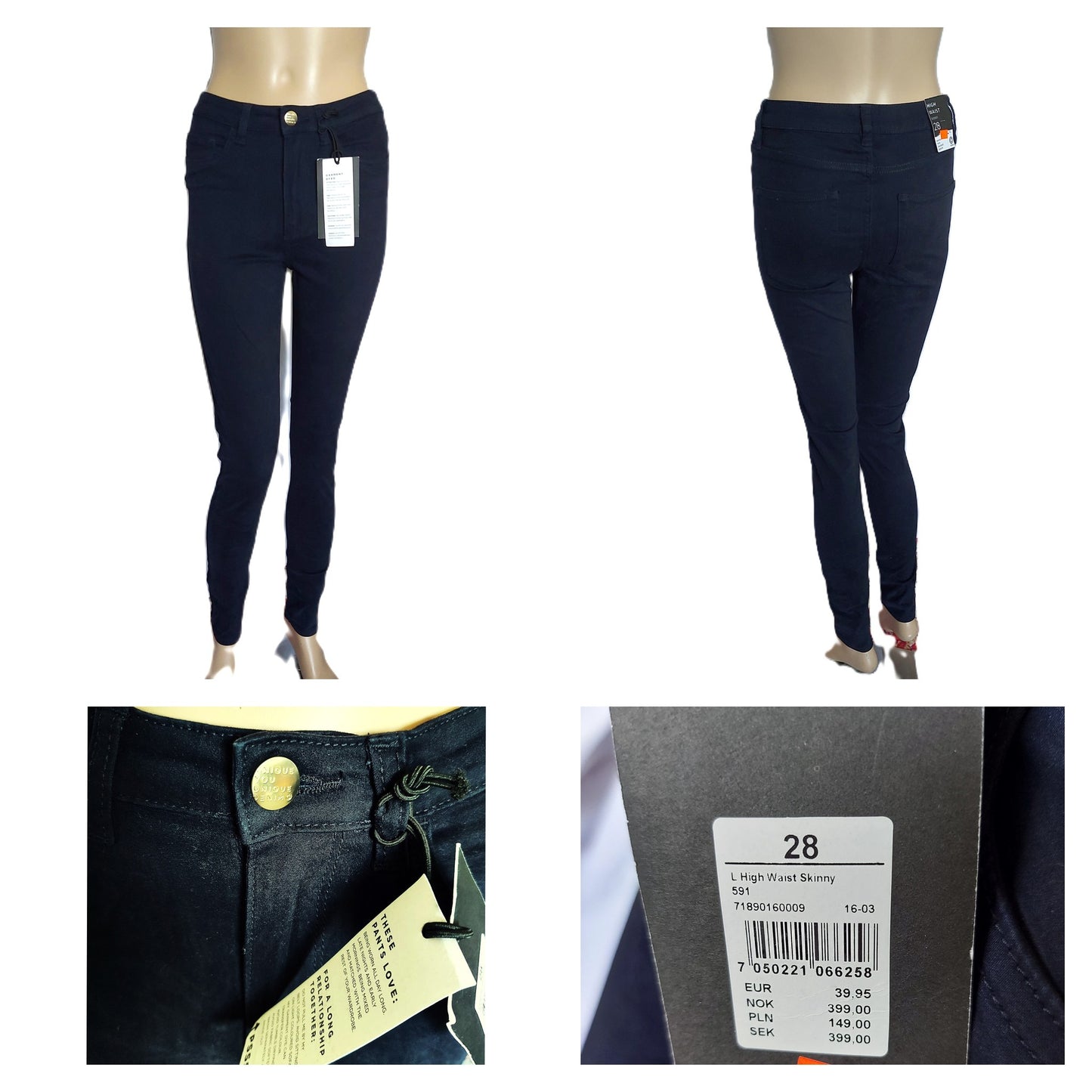 ,,HIGH WAIST" Skinny stiliaus džinsai (28 dydis).