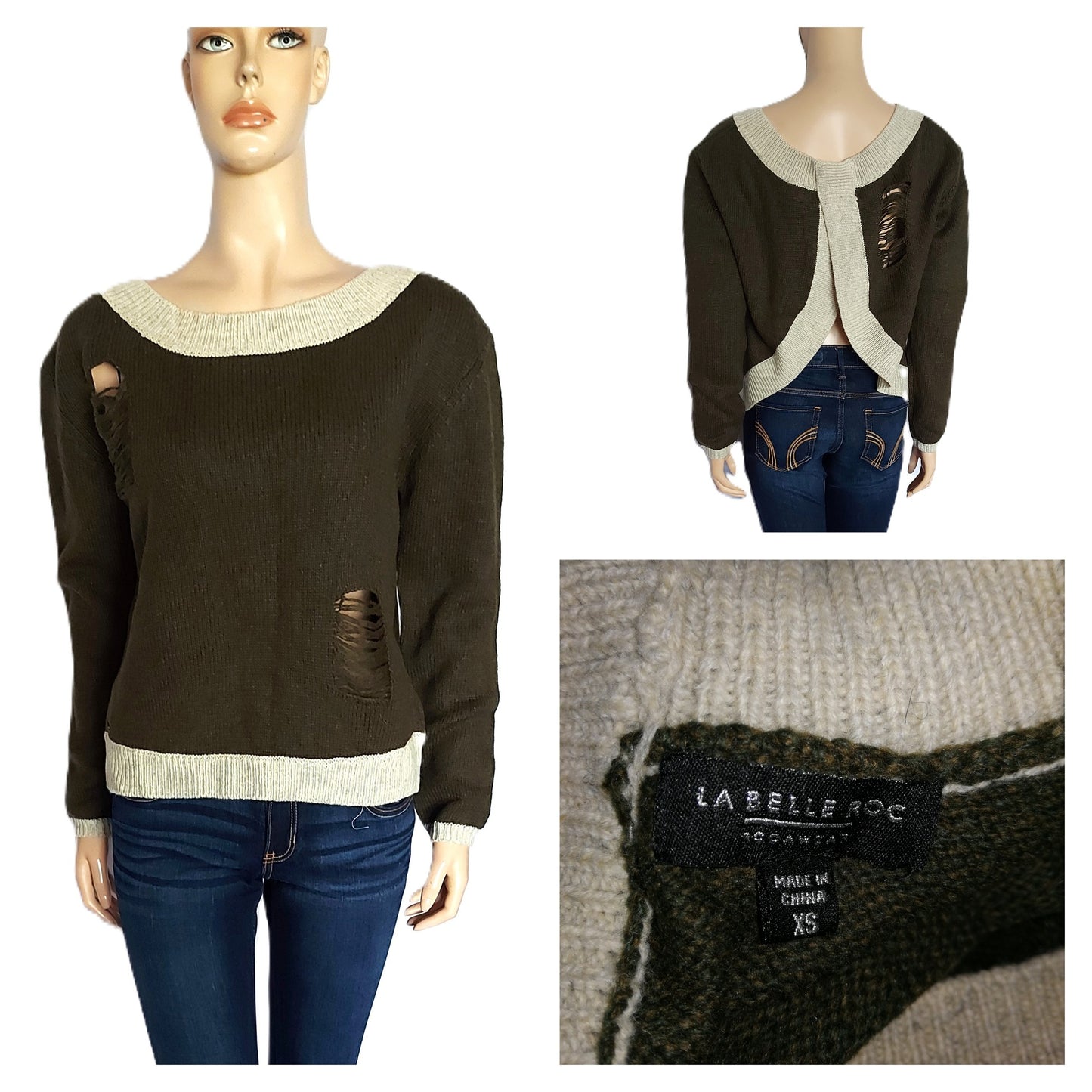 ,,LA BELLE ROC"atvira nugara megztukas su vilna (XS-M).