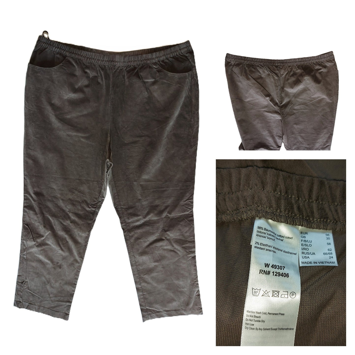 Vokiškos, standesnio veliūro kelnės (56 dydis).