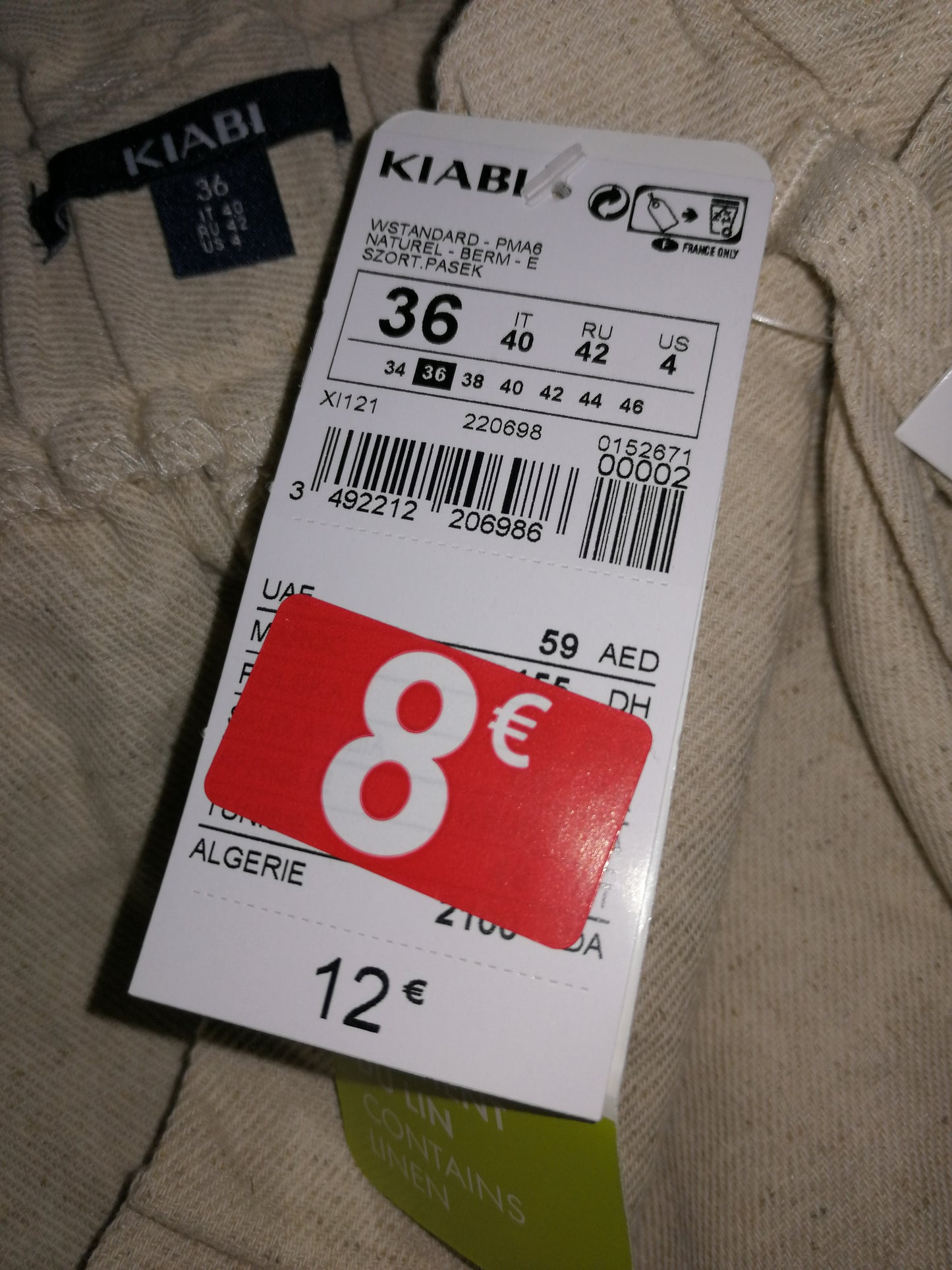 ,,KIABI" šortukai su linu ir medvilne (36 dydis).