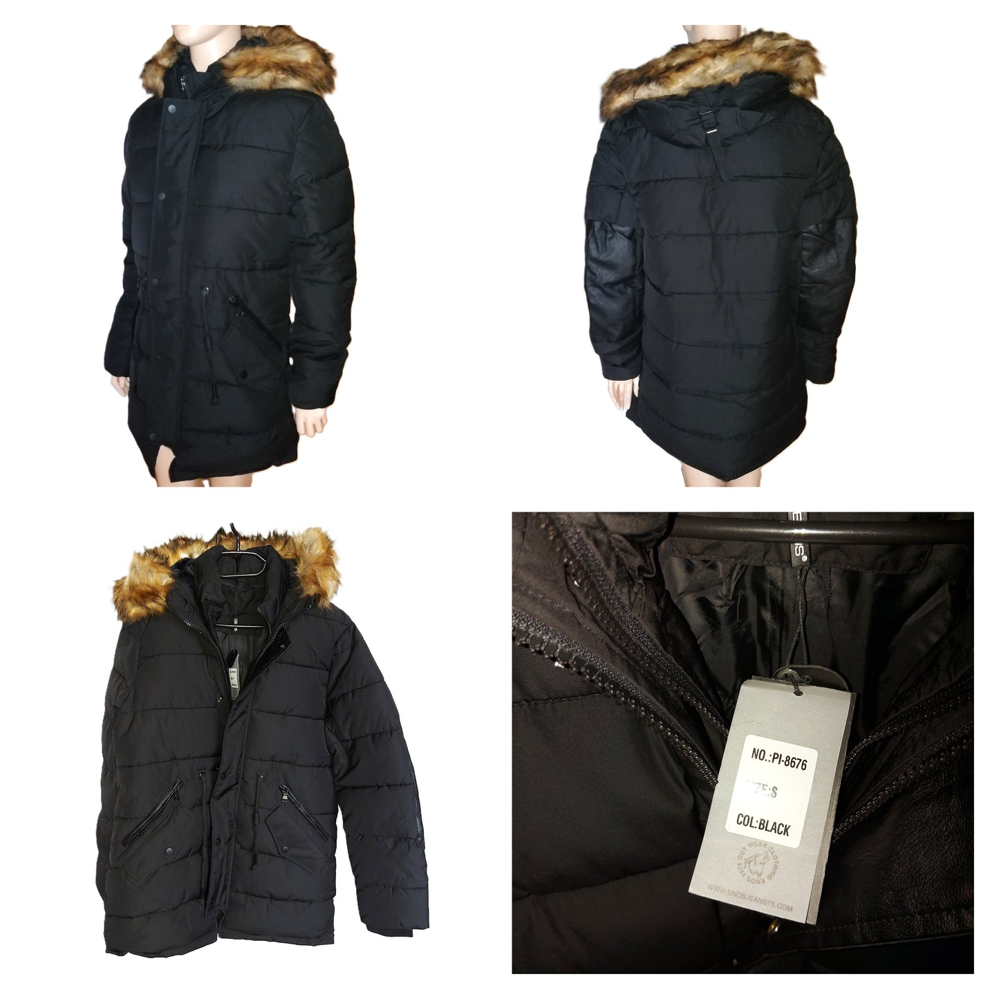 ,,ENOS" šilta striukė su eko odos detalėmis.