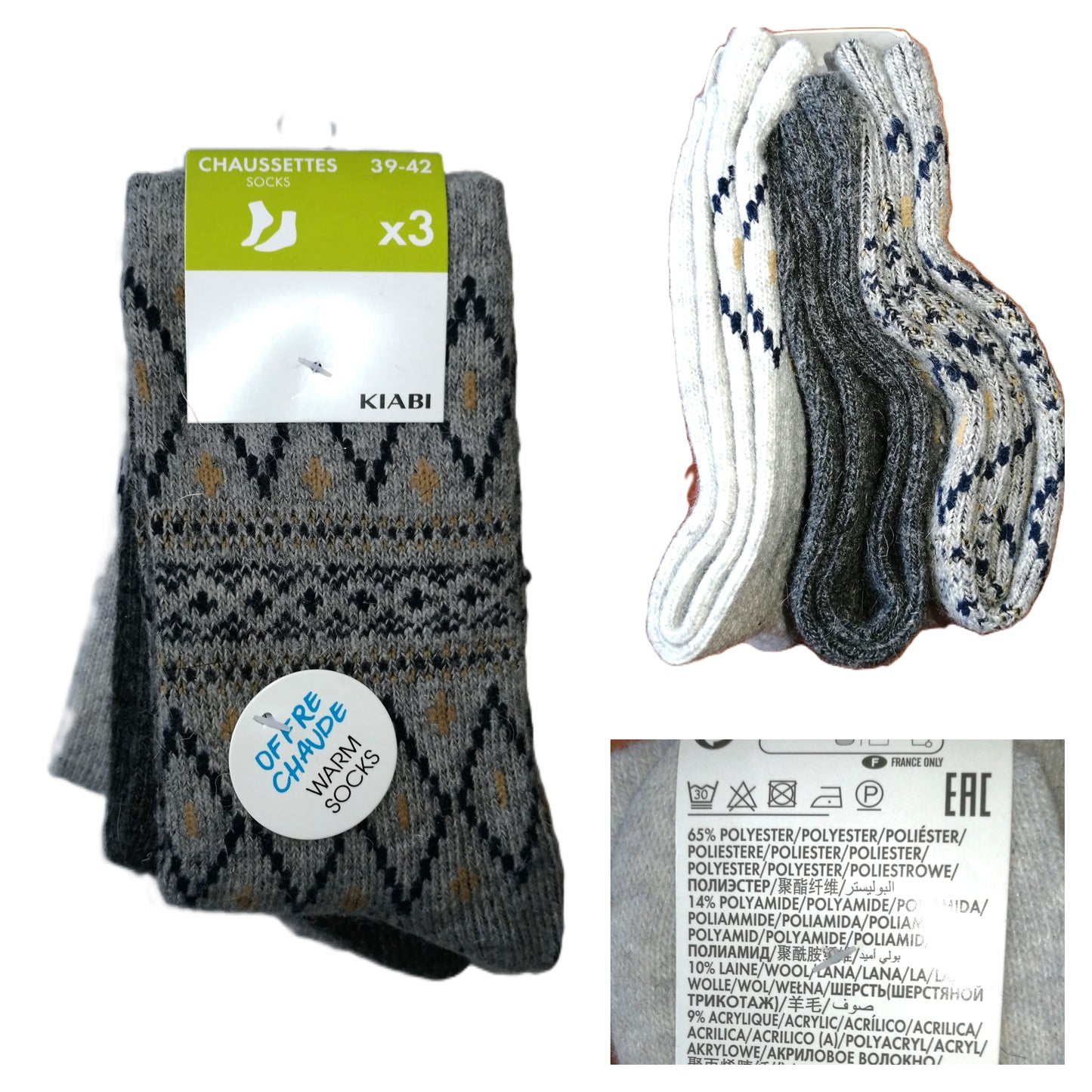 ,,Kiabi" šiltos kojinės (39-42 dydis).