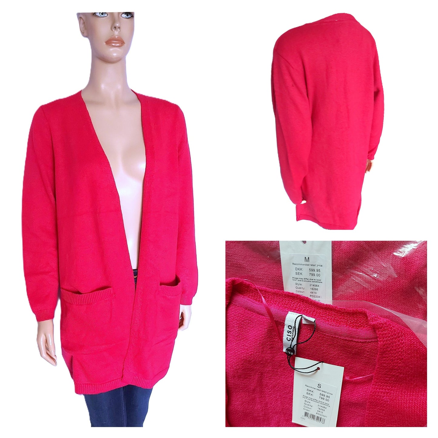 ,,CISO" ryškus, minkštas, ilgas kardiganas (S-2XL dydžiams).