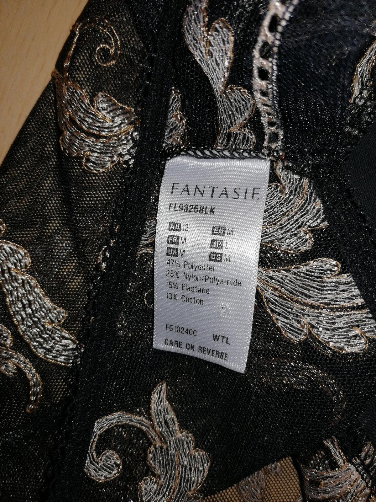 ,,FANTASIE" kelnaitės su aukso spalvos gėlemis (M dydis).