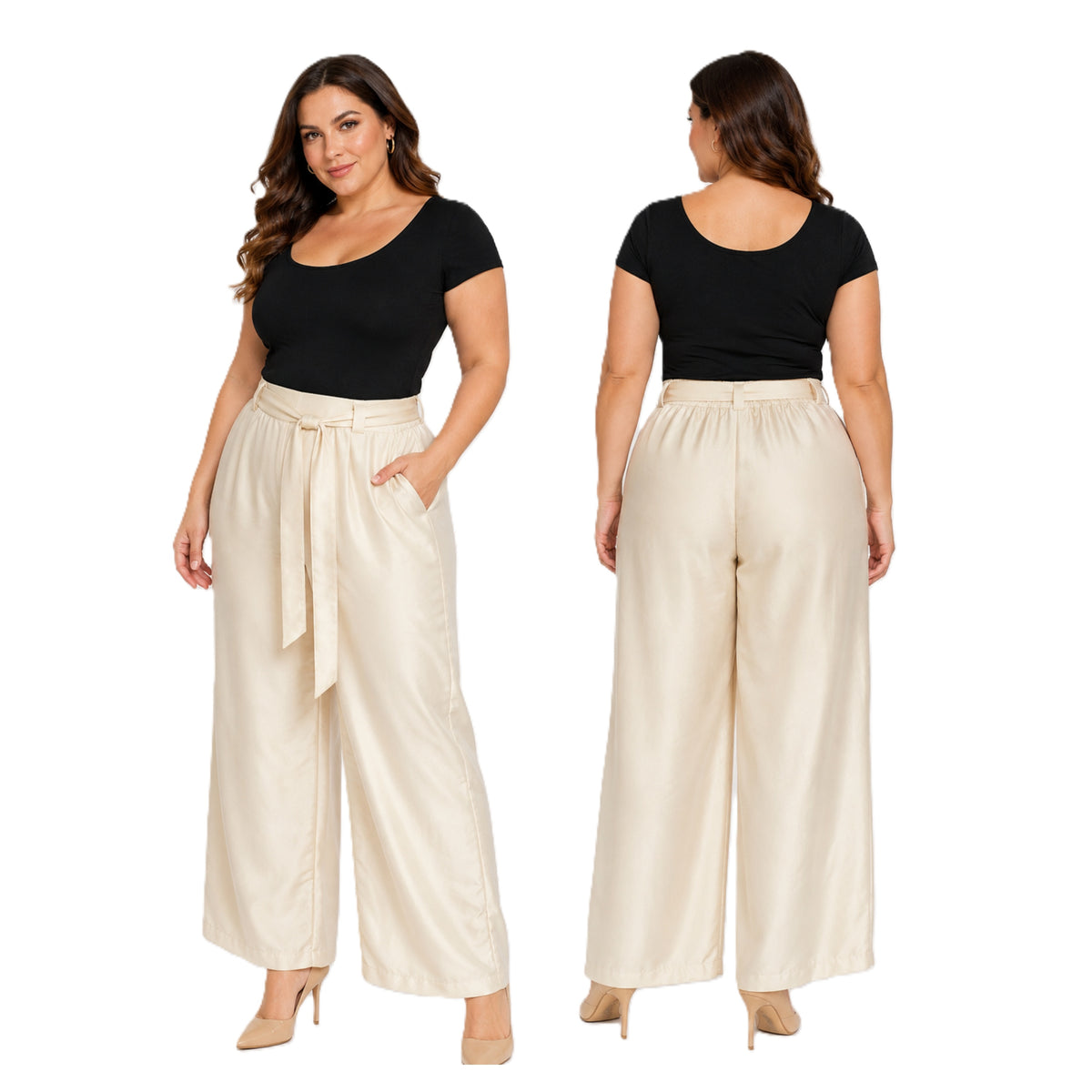 ,,KIABI"  lengvos, plonos, plačios kelnės ligiais galais (2XL-3XL dydis).