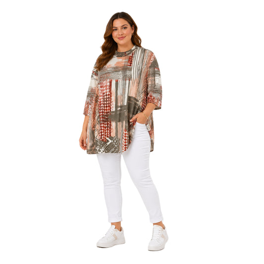 ,,Brandtex" storesnio, gražaus trikotažo medvilninė palaidinė (2XL-4XL).