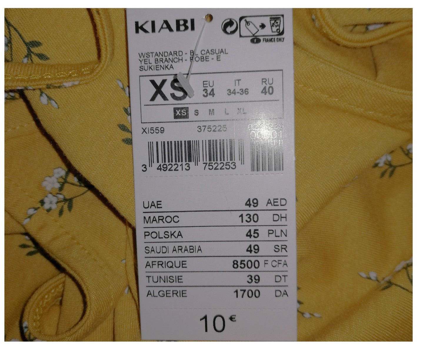 ,,KIABI kasdieninė, trikotažinė, medvilninė suknutė (XS-M dydis).