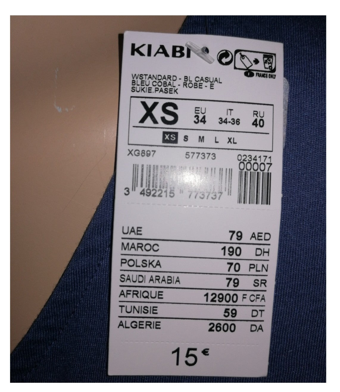 ,,KIABI" ilga trikotažinė suknutė su medvilne (XS-S dydis).