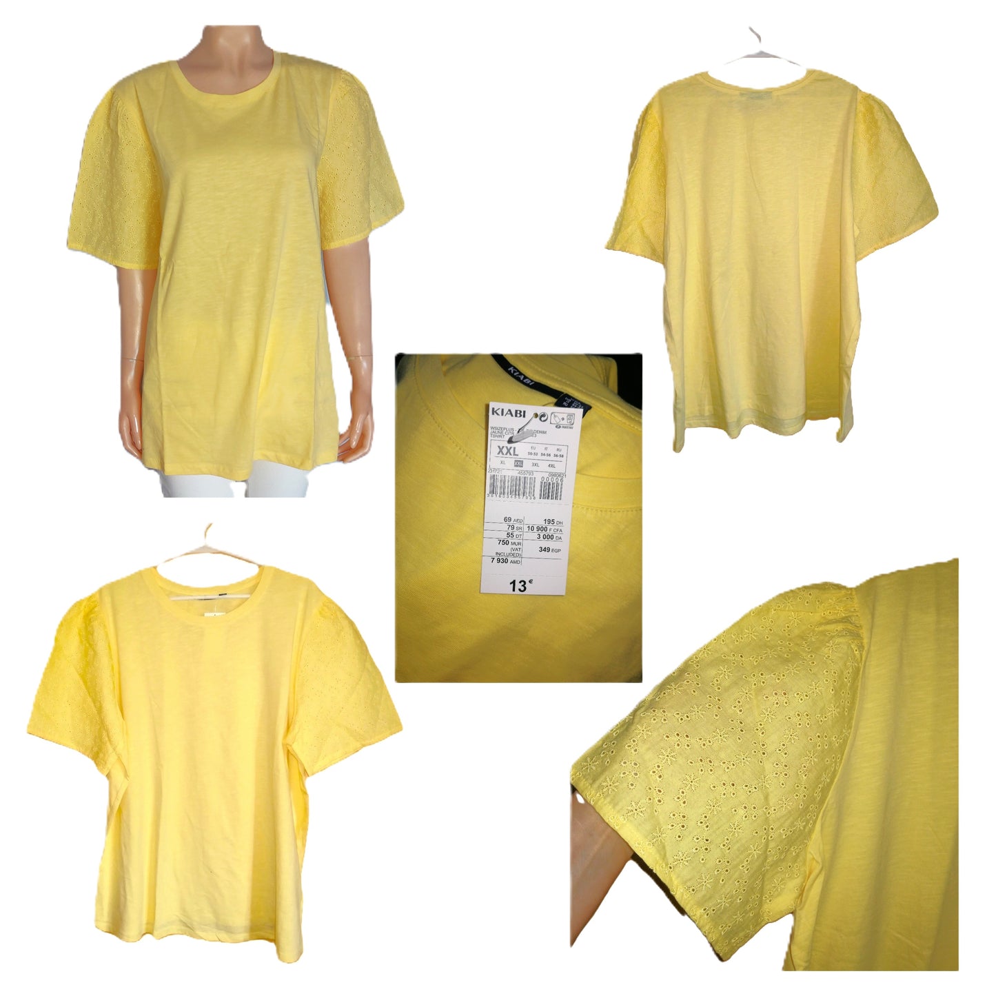 ,,KIABI trikotažinė, medvilninė palaidinė su ažuro rankovėmis (3XL-6XL dydis).