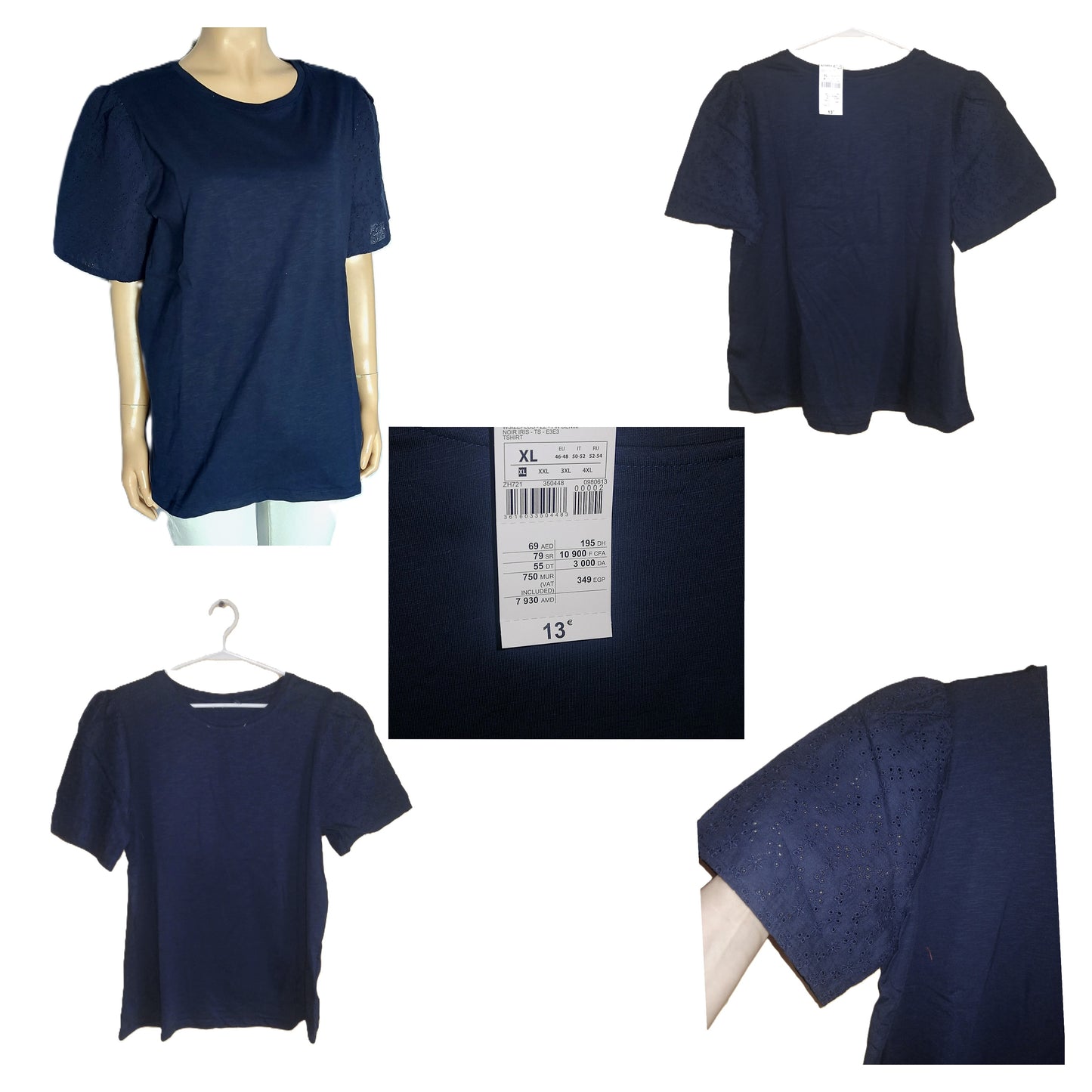 ,,KIABI trikotažinė, medvilninė palaidinė su ažuro rankovėmis (3XL-6XL dydis).