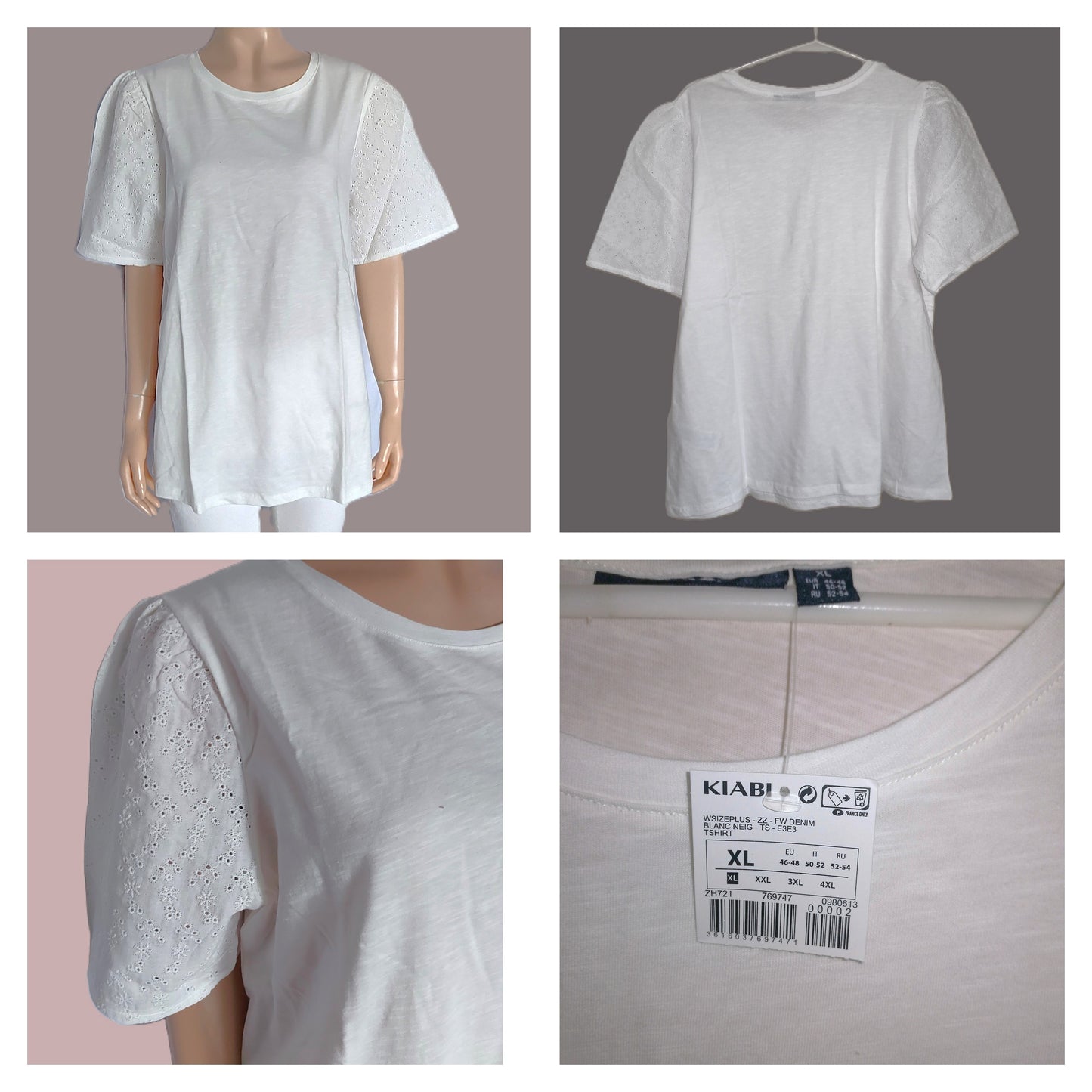 ,,KIABI trikotažinė, medvilninė palaidinė su ažuro rankovėmis (3XL-6XL dydis).