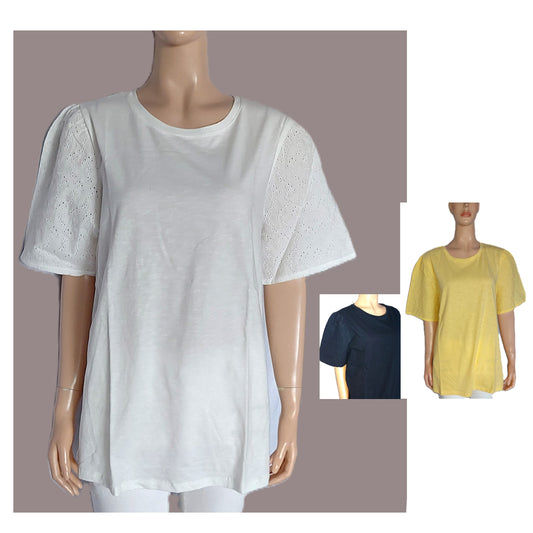 ,,KIABI trikotažinė, medvilninė palaidinė su ažuro rankovėmis (3XL-6XL dydis).
