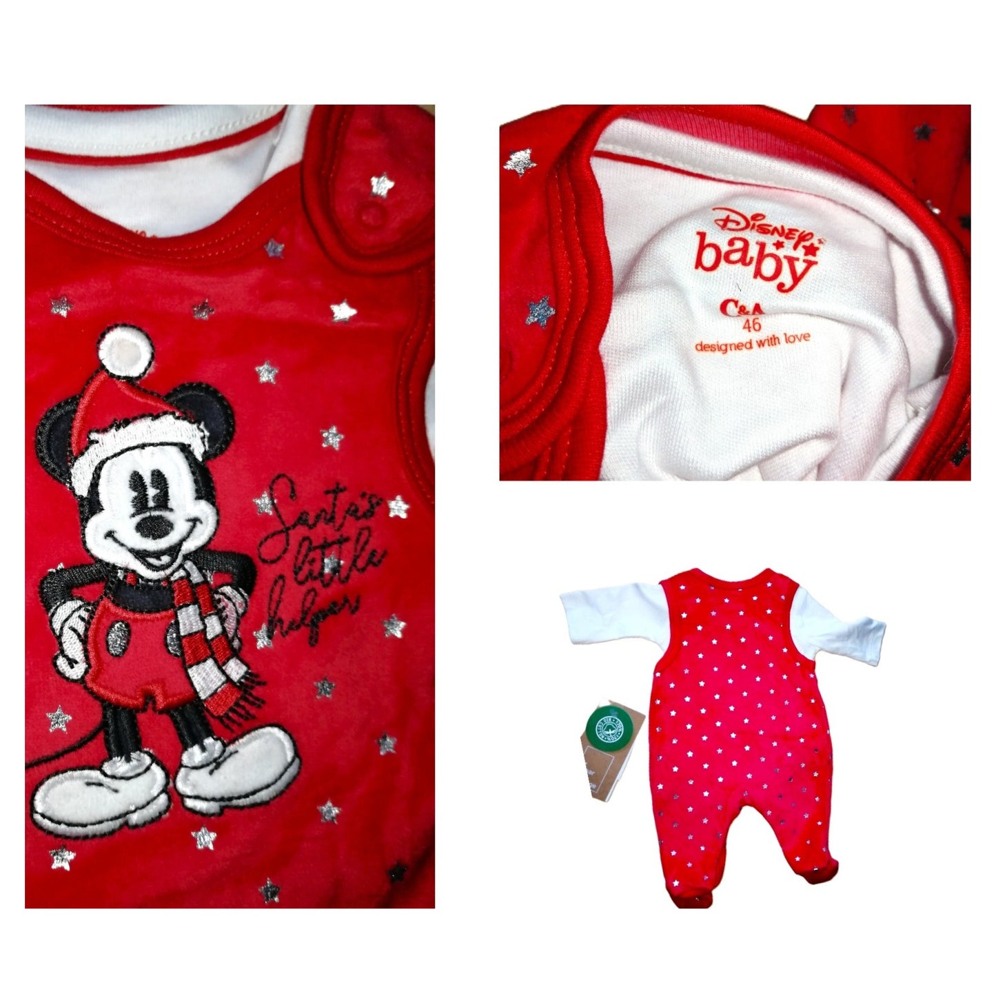 ,,C&A" kalėdiniai, minkšto, švelnaus veliūro šliaužtinukai su maikute (46cm).