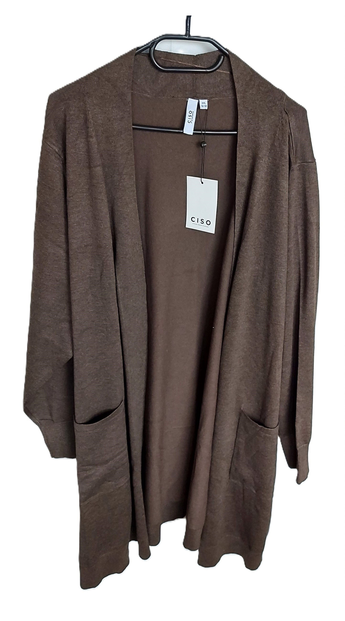 ,,Ciso" ilgas, kokybiškas kardiganas be sagų (6XL-9XL dydis).