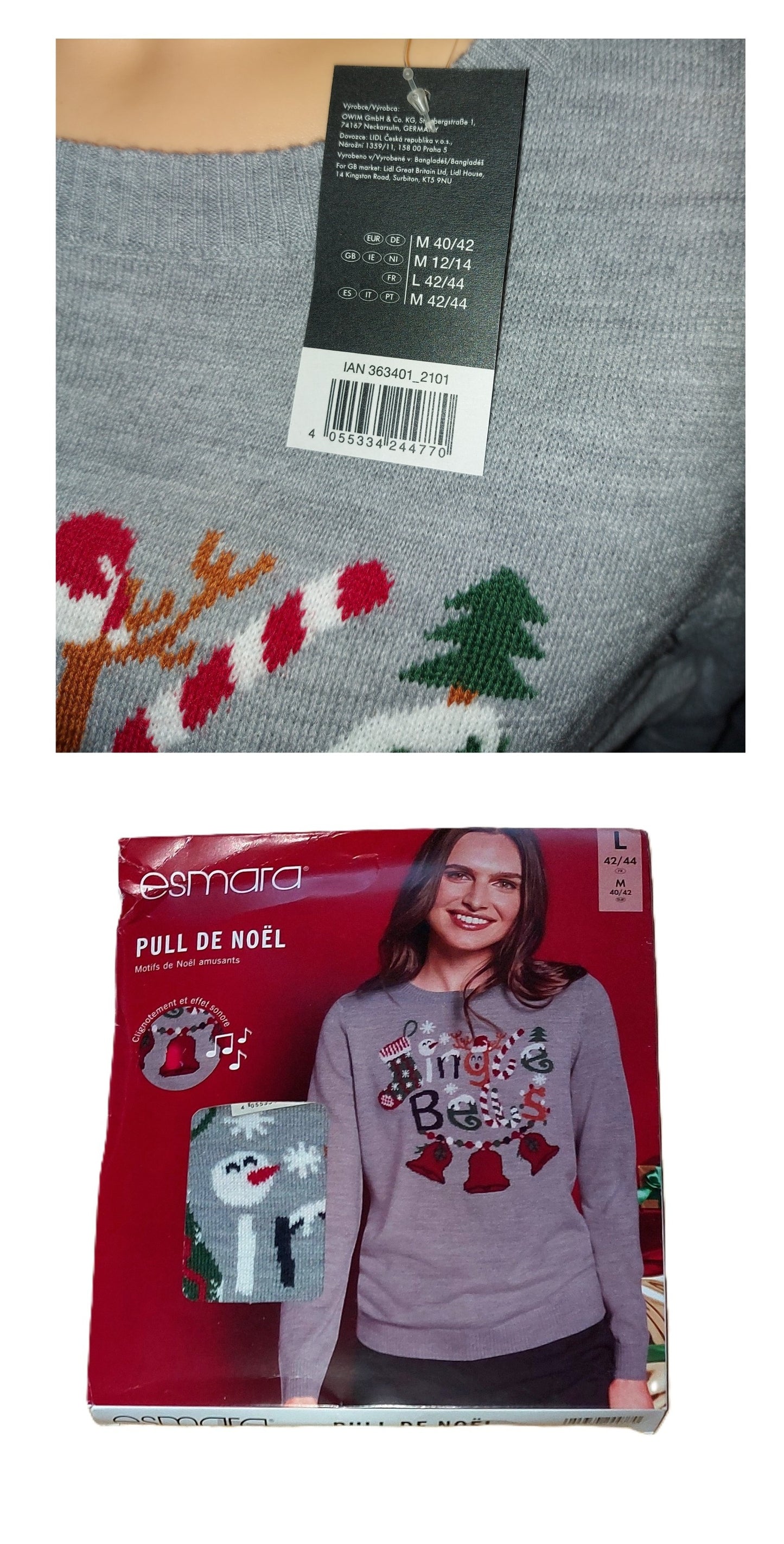 ,,Esmara" kalėdinis megztukas su  garso efektu (M-XL).