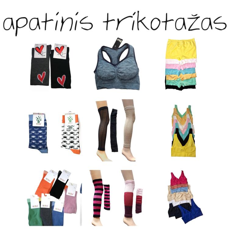 Apatinis trikotažas, kojinės, blauzdinės.